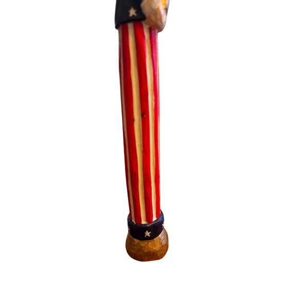 JAMES HADDON Patriotic Santa Pencil Wood Figurine Carving 15" High - Picture 8 of 9